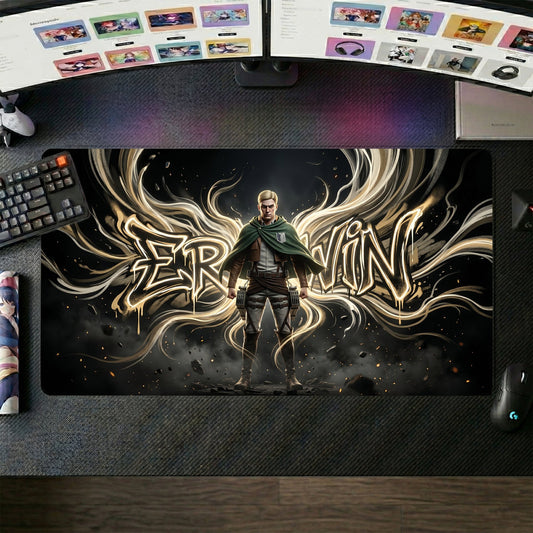 Erwin Smith anime mouse pad XL gaming desk mat Graffiti Cinematic Portrait