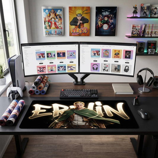 Erwin anime mouse pad XL gaming desk mat Spark Glowing Portrait