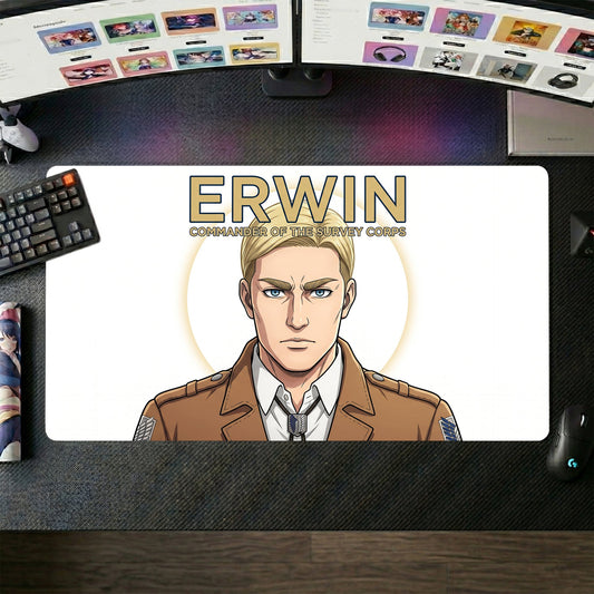 Erwin anime mouse pad XL gaming desk mat Survey Corps Commander Portrait