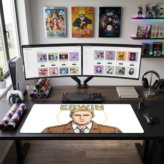 Erwin anime mouse pad XL gaming desk mat Survey Corps Commander Portrait