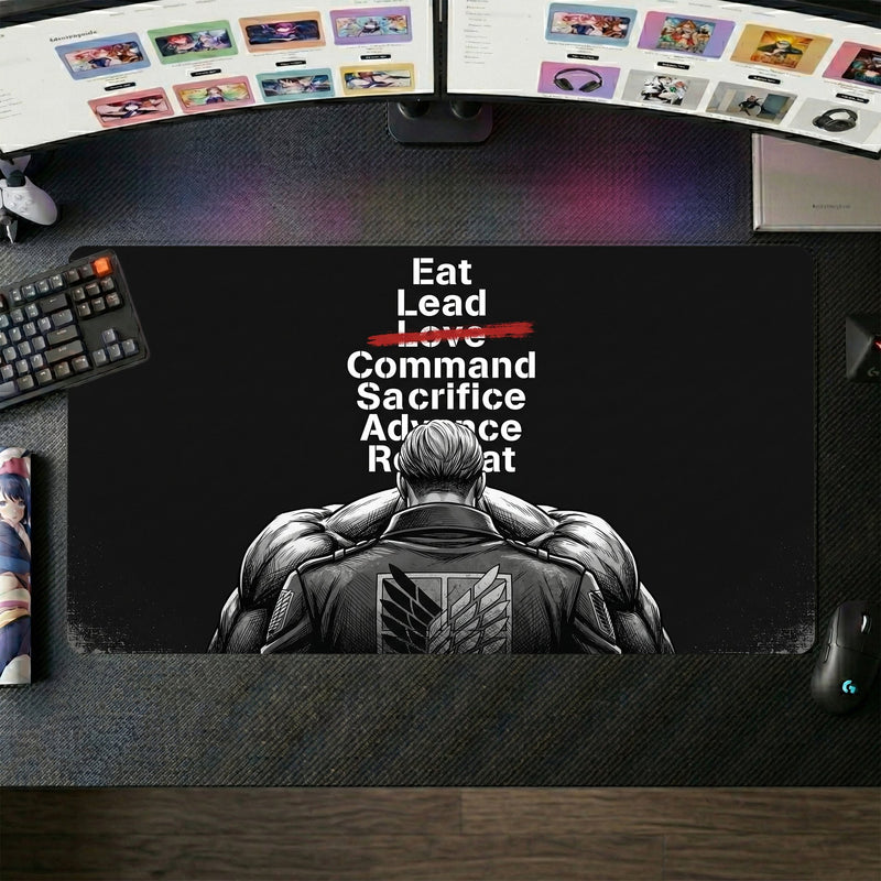 Erwin anime mouse pad XL gaming desk mat Scrunched Lead Command Silhouette