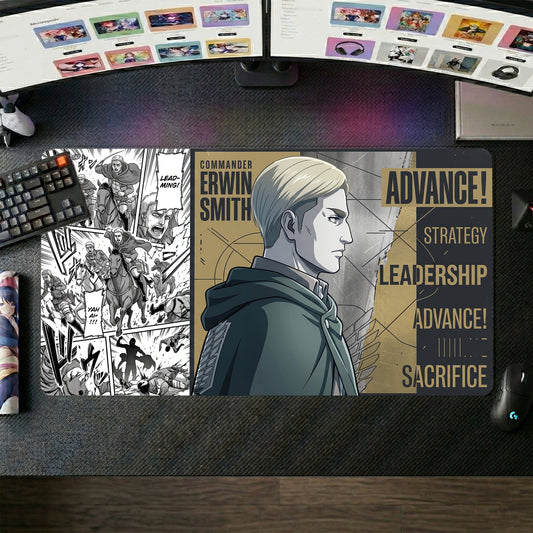 Erwin Smith anime mouse pad XL gaming desk mat Manga Collage Gold