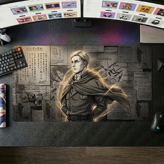 Erwin anime mouse pad XL gaming desk mat Survey Corps Gritty Portrait