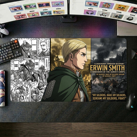 Erwin anime mouse pad XL gaming desk mat Survey Corps Manga Collage