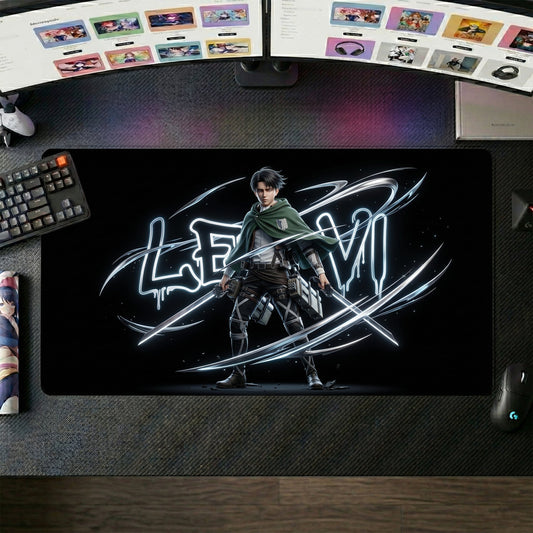Levi anime mouse pad XL gaming desk mat 3D Anime Glowing Swords