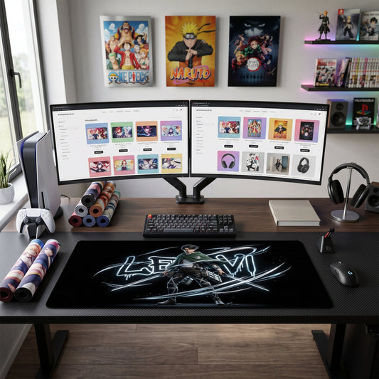 Levi anime mouse pad XL gaming desk mat 3D Anime Glowing Swords