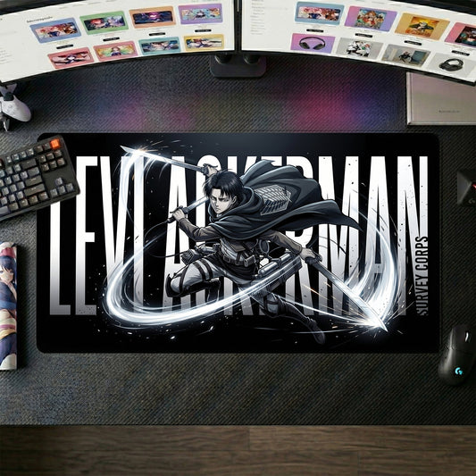 Levi Ackerman anime mouse pad XL gaming desk mat Man Dark Cinematic Silhouette