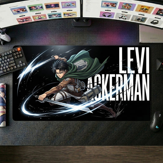 Levi Ackerman anime mouse pad XL gaming desk mat Cinematic Sword Silhouette
