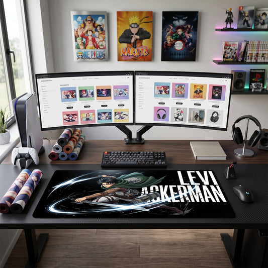 Levi Ackerman anime mouse pad XL gaming desk mat Cinematic Sword Silhouette