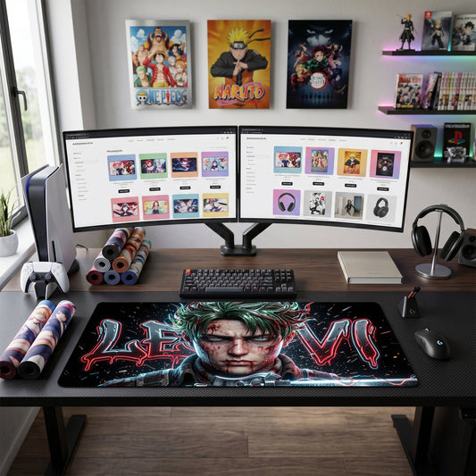 Levi anime mouse pad XL gaming desk mat Blood Splatter Streetwear Portrait