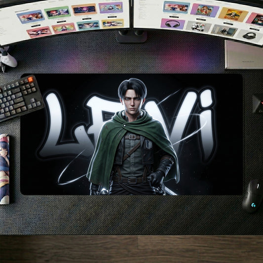 Levi anime mouse pad XL gaming desk mat Dark Cinematic Portrait