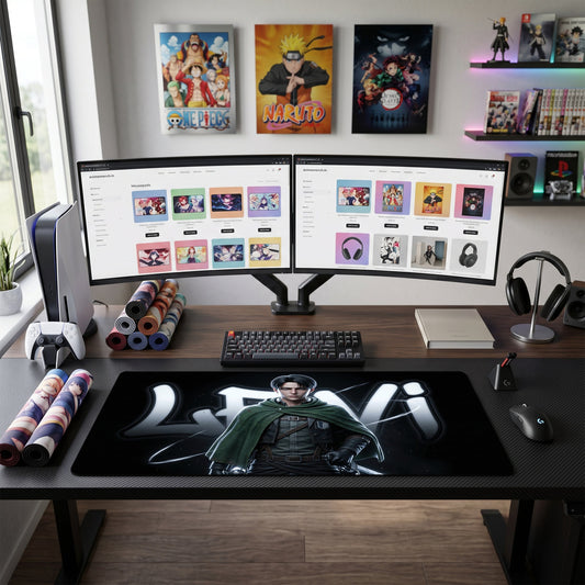 Levi anime mouse pad XL gaming desk mat Dark Cinematic Portrait
