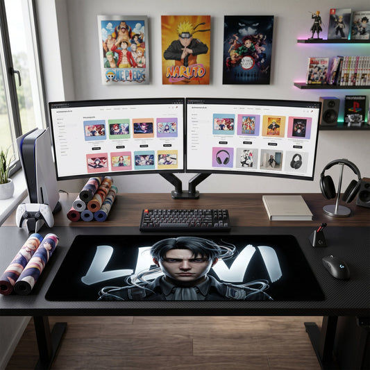 Levi anime mouse pad XL gaming desk mat Dark Cinematic Portrait 1
