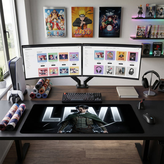 Levi anime mouse pad XL gaming desk mat Dark Cinematic Portrait 2