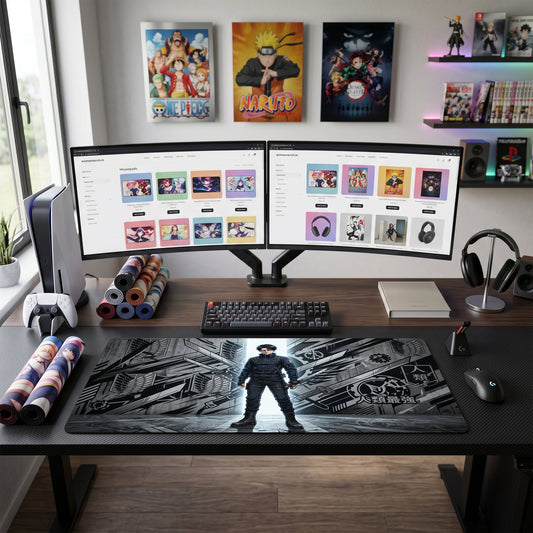 Levi anime mouse pad XL gaming desk mat Dark Gear Cinematic Portrait