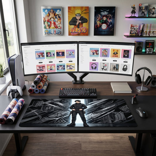Levi anime mouse pad XL gaming desk mat Dark Gear Cinematic Portrait 1