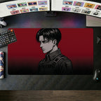 Levi anime mouse pad XL gaming desk mat Dark Portrait Red Gradient