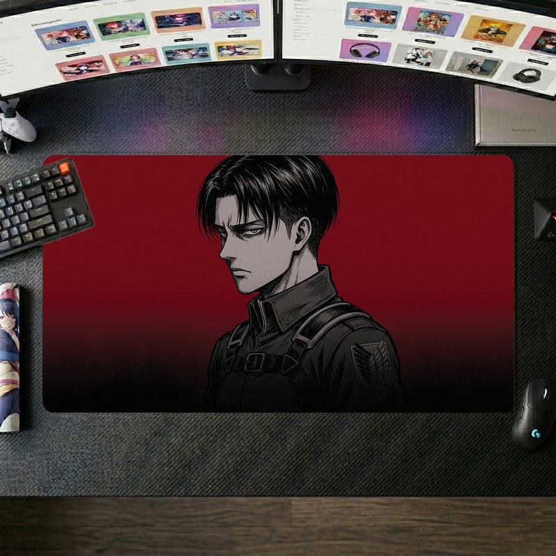 Levi anime mouse pad XL gaming desk mat Dark Portrait Red Gradient