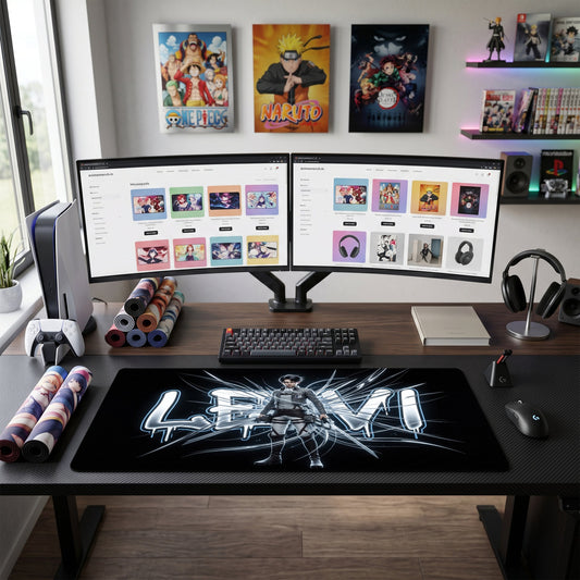 Levi anime mouse pad XL gaming desk mat Glowing Graffiti Streetwear Portrait