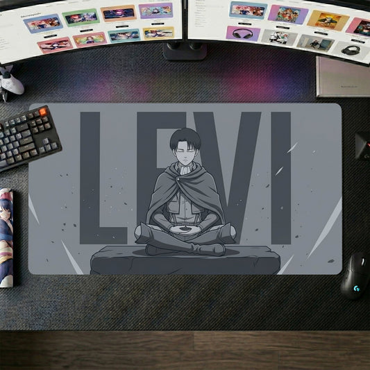 Levi anime mouse pad XL gaming desk mat Meditative Grayscale Portrait