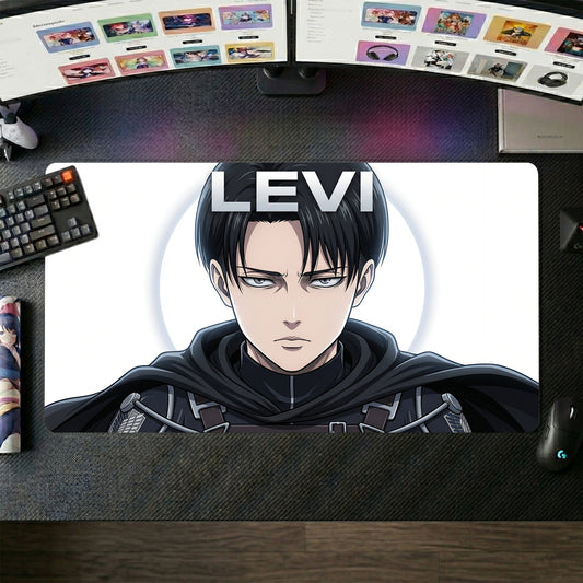 Levi anime mouse pad XL gaming desk mat Portrait Dark Manga Style