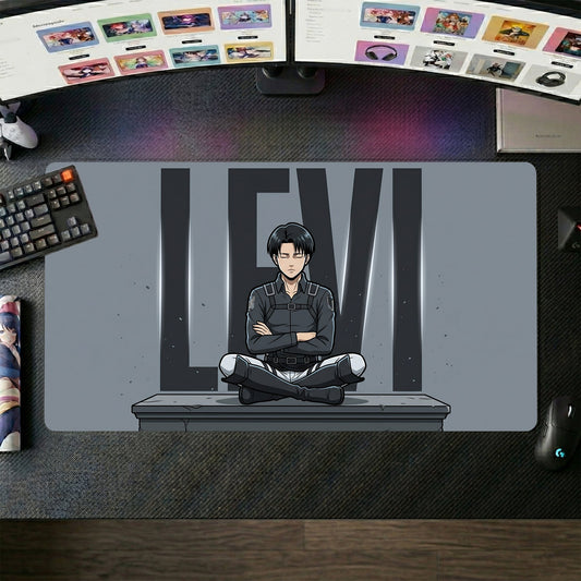 Levi anime mouse pad XL gaming desk mat Sitting Calm Manga Portrait