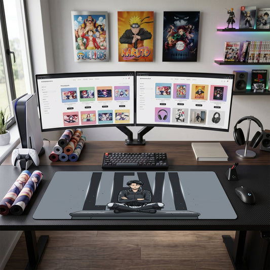 Levi anime mouse pad XL gaming desk mat Sitting Calm Manga Portrait