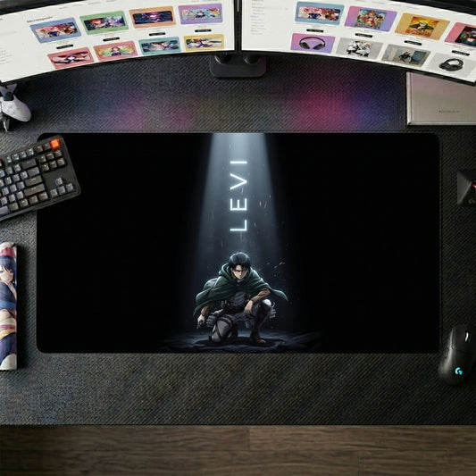 Levi anime mouse pad XL gaming desk mat Spotlight Green Cloak Cinematic