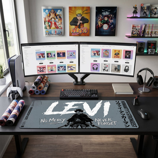 Levi Ackerman anime mouse pad XL gaming desk mat Dark No Mercy Portrait