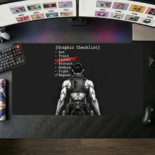 Levi anime mouse pad XL gaming desk mat Dark Cinematic Muscle Silhouette