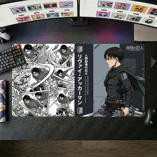 Levi anime mouse pad XL gaming desk mat Manga Collage Cinematic Portrait