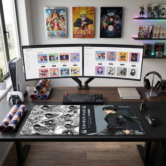 Levi anime mouse pad XL gaming desk mat Manga Collage Cinematic Portrait