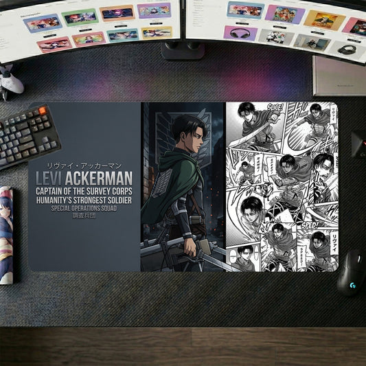 Levi anime mouse pad XL gaming desk mat Manga Collage Cinematic Portrait 1