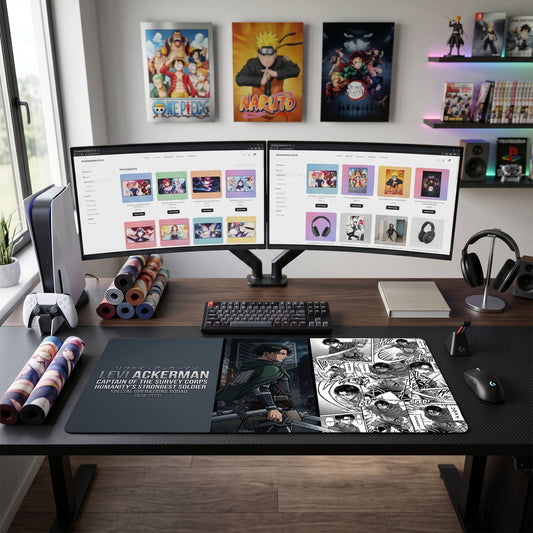 Levi anime mouse pad XL gaming desk mat Manga Collage Cinematic Portrait 1