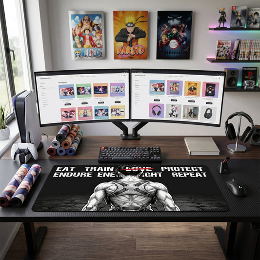 Levi anime mouse pad XL gaming desk mat Muscular Back Gritty Motivation