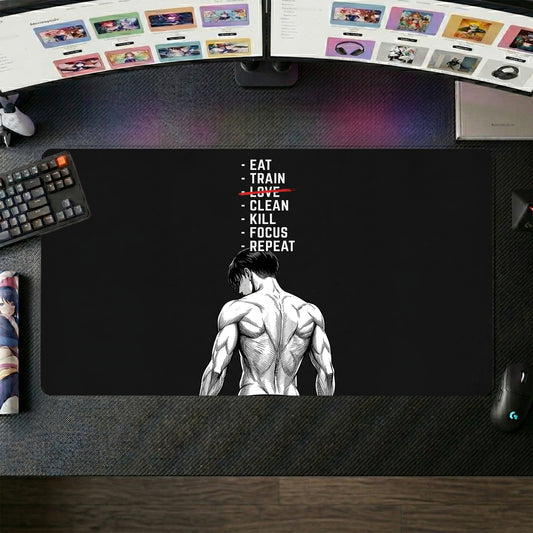 Levi anime mouse pad XL gaming desk mat Muscular Dark Manga Silhouette