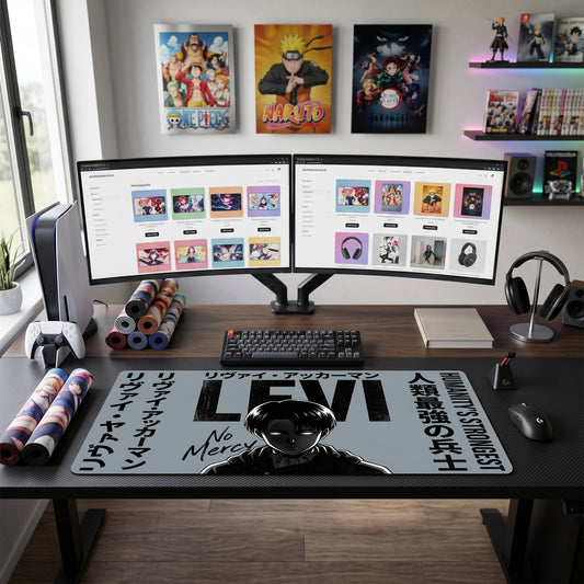 Levi anime mouse pad XL gaming desk mat No Mercy Dark Portrait