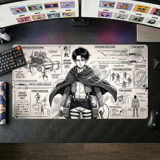 Levi anime mouse pad XL gaming desk mat Technical Illustration Cinematic Portrait