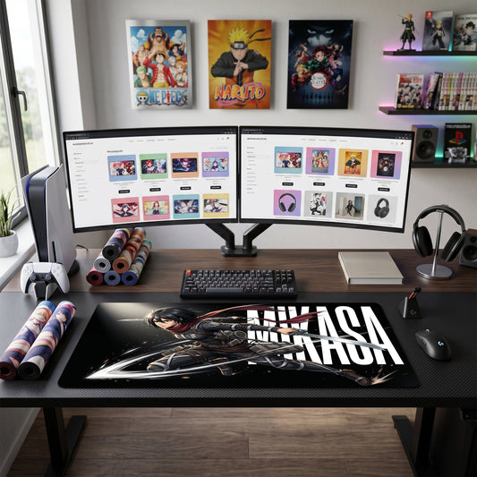 Mikasa Ackerman anime mouse pad XL gaming desk mat Dark Cinematic Silhouette