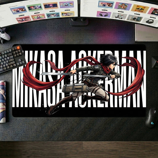 Mikasa Ackerman anime mouse pad XL gaming desk mat Dynamic Red Scarf