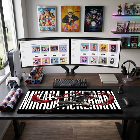 Mikasa Ackerman anime mouse pad XL gaming desk mat Dynamic Red Scarf