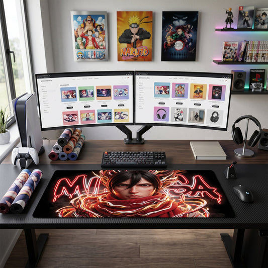 Mikasa anime mouse pad XL gaming desk mat Neon Flame Portrait