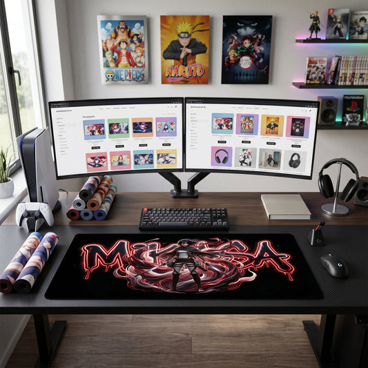 Mikasa anime mouse pad XL gaming desk mat Neon Graffiti Portrait