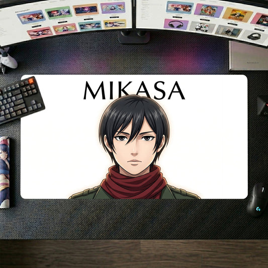 Mikasa anime mouse pad XL gaming desk mat Portrait Minimalist Red Scarf
