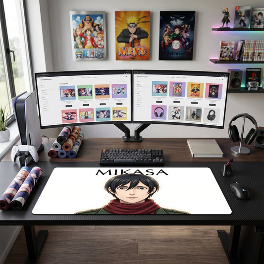 Mikasa anime mouse pad XL gaming desk mat Portrait Minimalist Red Scarf