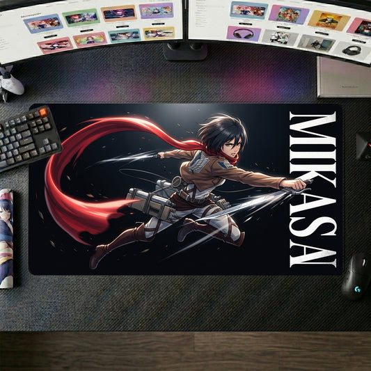 Mikasa anime mouse pad XL gaming desk mat Red Scarf Cinematic Action