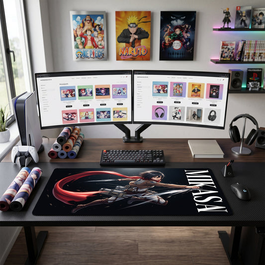 Mikasa anime mouse pad XL gaming desk mat Red Scarf Cinematic Action