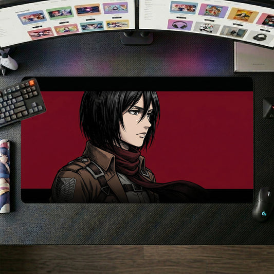 Mikasa anime mouse pad XL gaming desk mat Red Scarf Portrait
