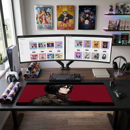 Mikasa anime mouse pad XL gaming desk mat Red Scarf Portrait