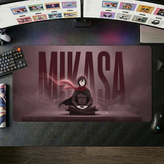 Mikasa anime mouse pad XL gaming desk mat Seated Mystic Red Scarf